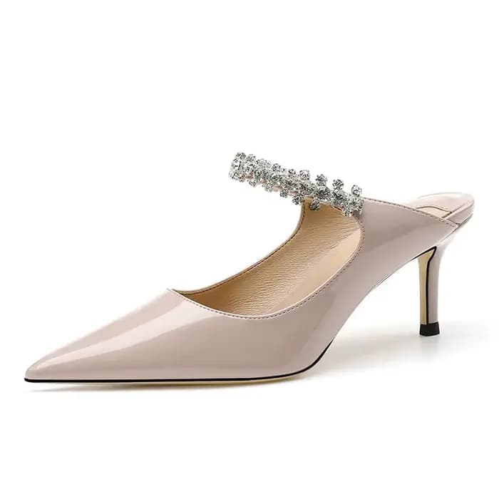 Sandales à talons hauts à bout pointu, nouveau style d'été, en cuir verni scintillant orné de diaman