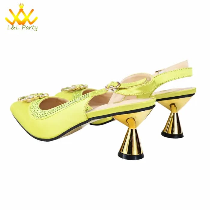 Cristal brillant nouveautés confortable talon moyen couleur vert citron hiver nouvelles chaussures a
