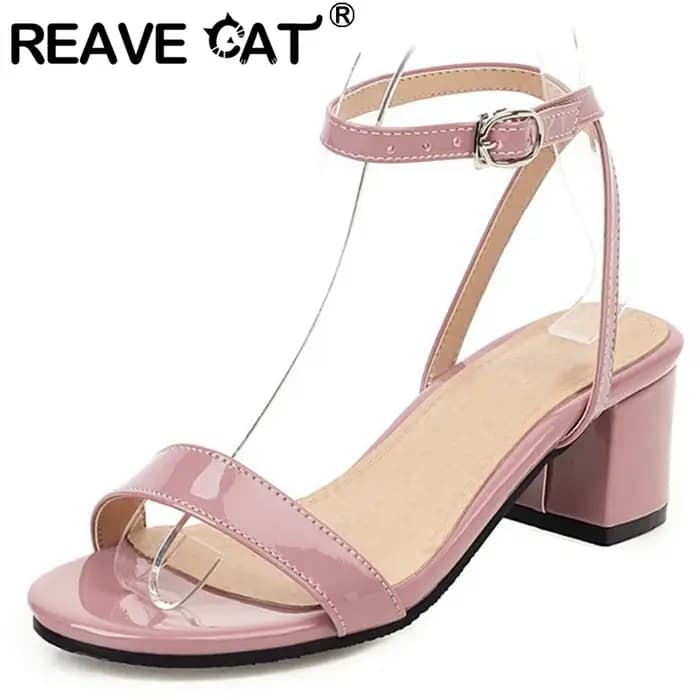 REAVE AGAN-Sandales Peep Parker à Talons Épais pour Femme, Chaussures de Soirée Concises, Élégantes,