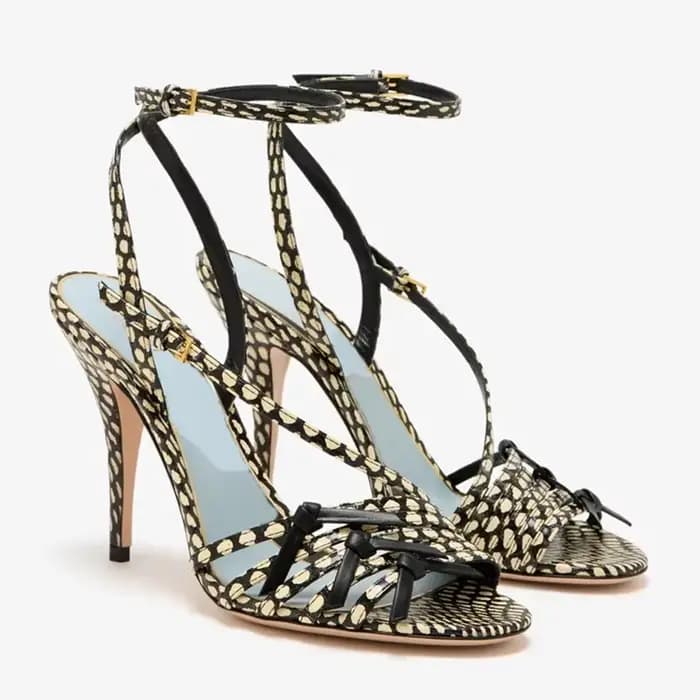 Chaussures modernes pour femmes à talons hauts en cuir patchwork à bande étroite, bout rond sexy, ta
