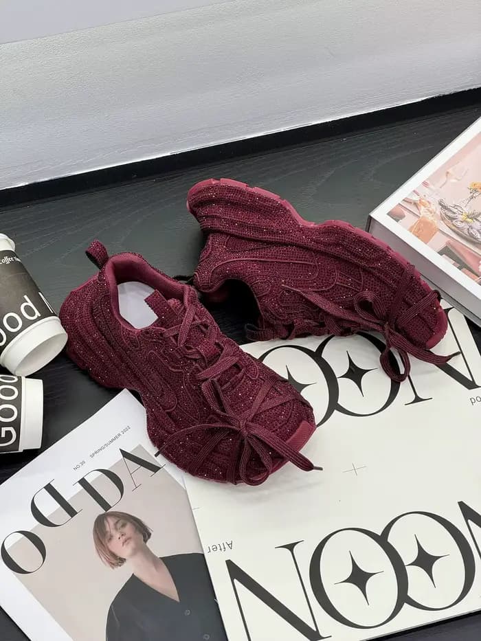 Chaussures décontractées tendance pour femme, style Gypsy, à semelle épaisse, ornées de strass, coll