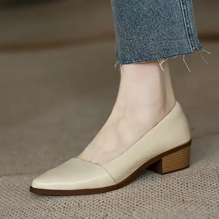 Escarpins pointus à talons mi-hauts pour femmes, chaussures simples, bouche peu profonde française, 