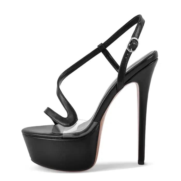 Onlymaker Sandales à plateforme pour femmes, à bout ouvert, à talons fins et hauts, pour soirée, tal