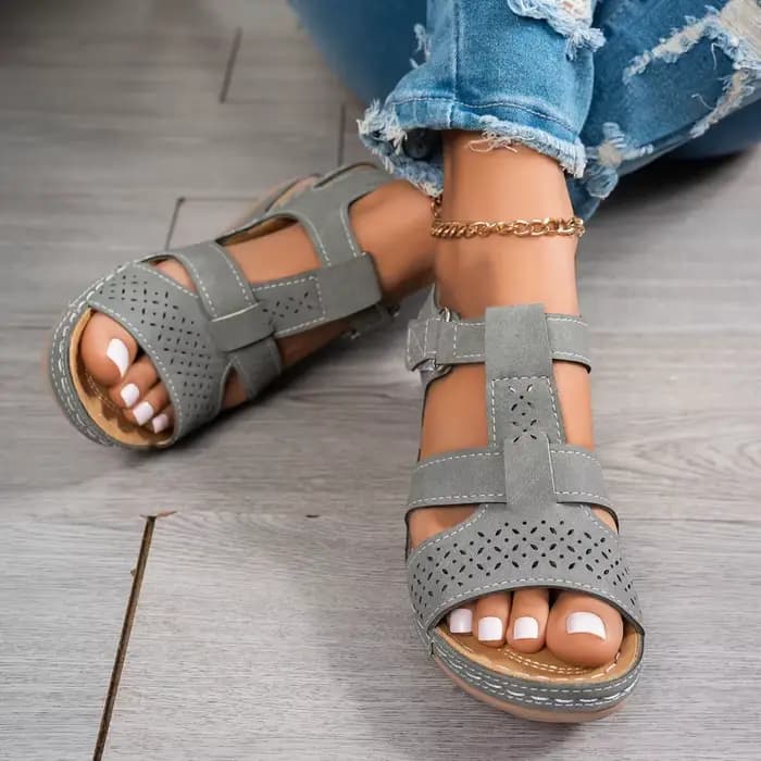 Sandales compensées orthopédiques haut de gamme pour femme, été 2026, à bout ouvert, antidérapantes,
