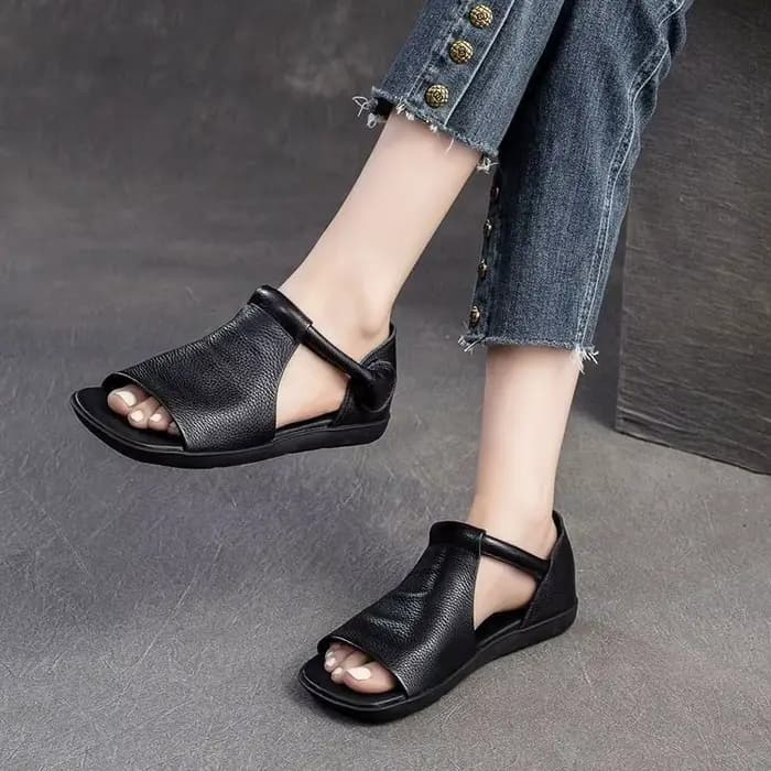 Sandales d'été en cuir de vachette première couche Summer Mint Mambo Dopamine pour femmes, confortab