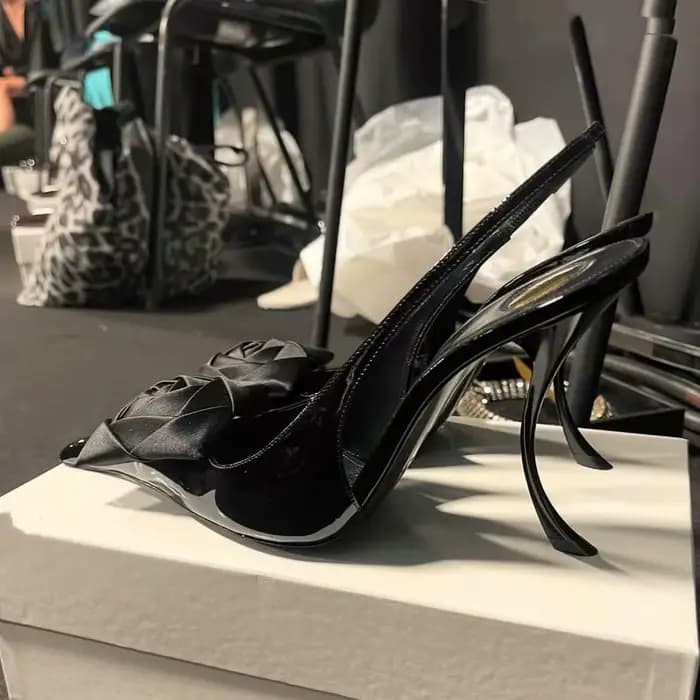 Arden Furtado été Satin fleur couleurs mélangées sandales chaussures de Banquet bout pointu Super ha