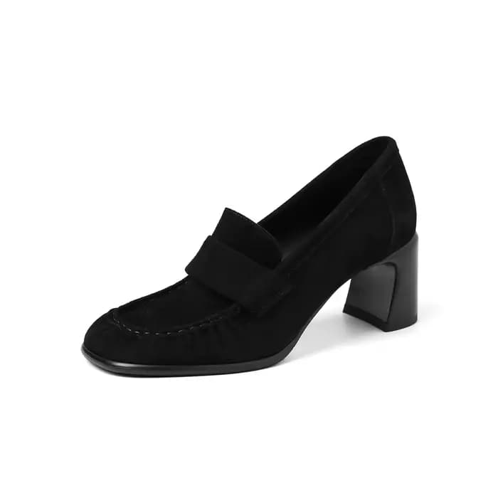 Dilalula 2026 mocassins à talons hauts en daim de vache naturel pour femmes chaussures à enfiler pli
