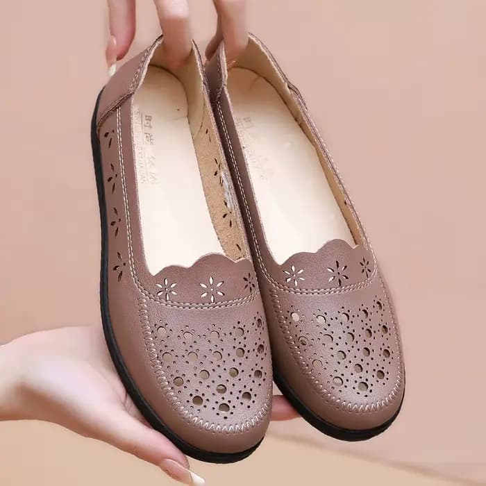 Baotou-Sandales Confortables en Cuir pour Femme, Chaussures d'Été à Semelle Souple et Plate, avec Tr