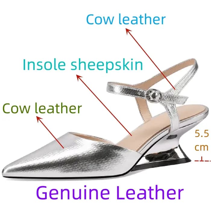 【JOCHEBED HU】Escarpins chic et tendance en cuir véritable pour femme, à bout pointu, pour le bureau,