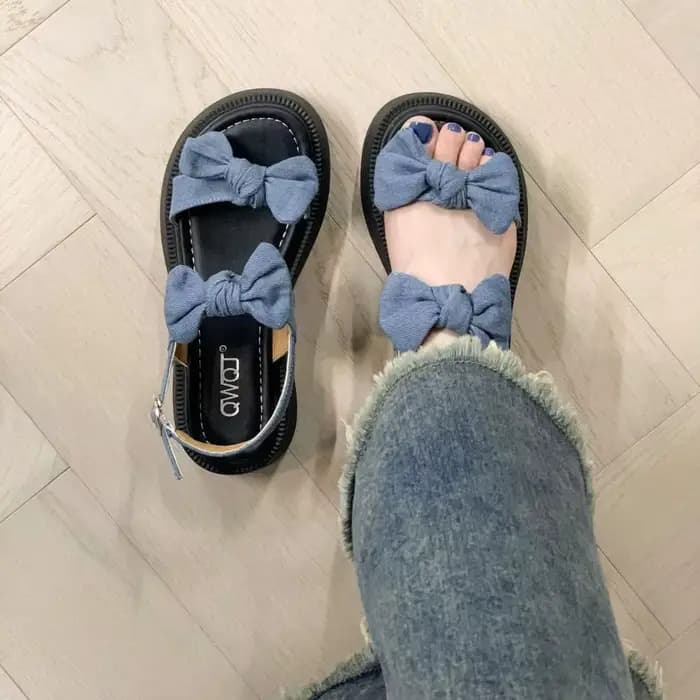 Chaussures pour femmes Bow été 2025 avec talons moyens sandales pour femme plate-forme compensée cha