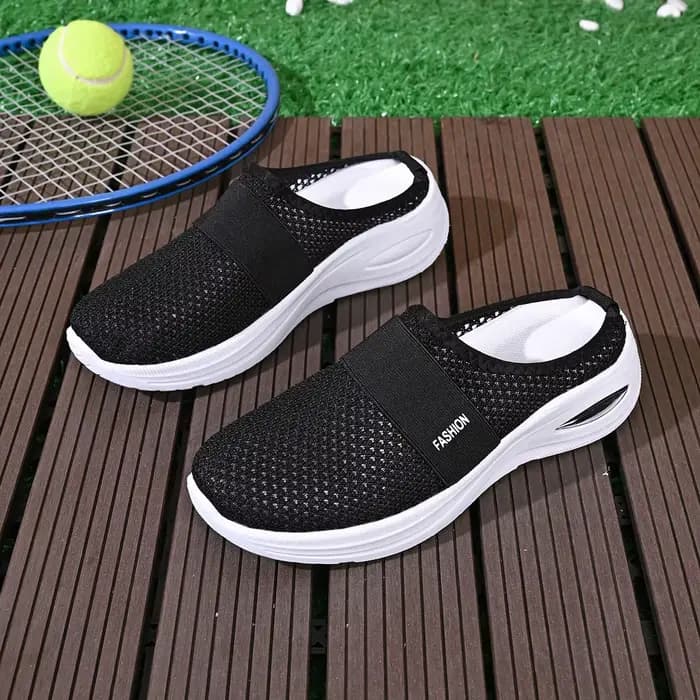 Mules orthopédiques à plateforme pour femmes, en maille, sans talon, avec coussin d'air, à enfiler, 