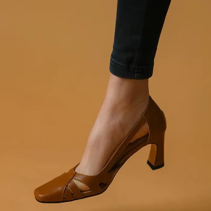 Escarpins en cuir de vache pour femmes, sandales rétro, sans lacet, vintage, chaussures d'été, style
