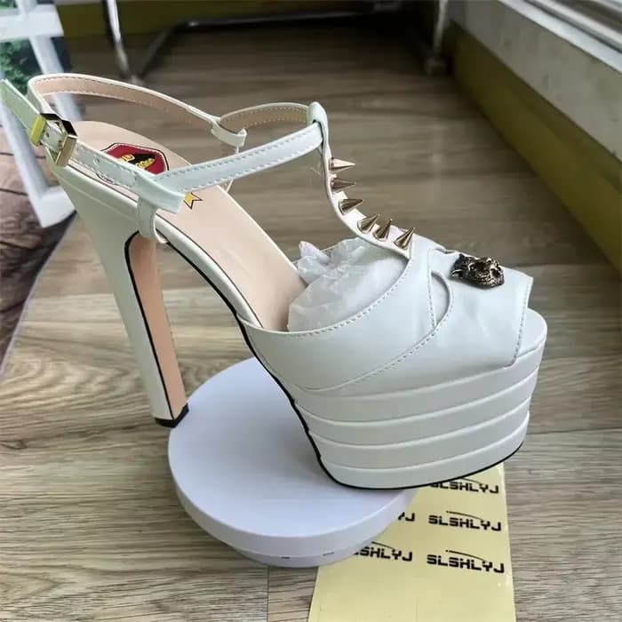 Sandales à Talons Hauts de 16cm pour Femme, Chaussures à Plateforme, Boule de Mariage, T-stage, Haut