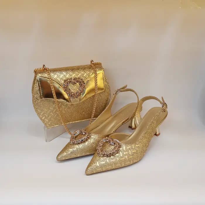 Mode talons hauts strass chaussures et sac ensemble pour femmes Design italien bout pointu chaussure