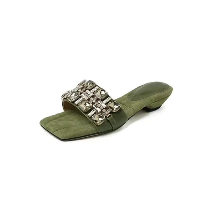 Sandales en cuir de mouton, élégance française, strass, sensation haut de gamme, pour femmes, été, e