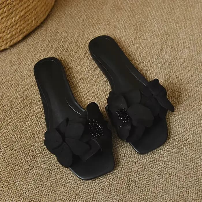 Pantoufles Mule à fleurs éternelles pour femmes, tongs élégantes d'extérieur, sandales à glissière f