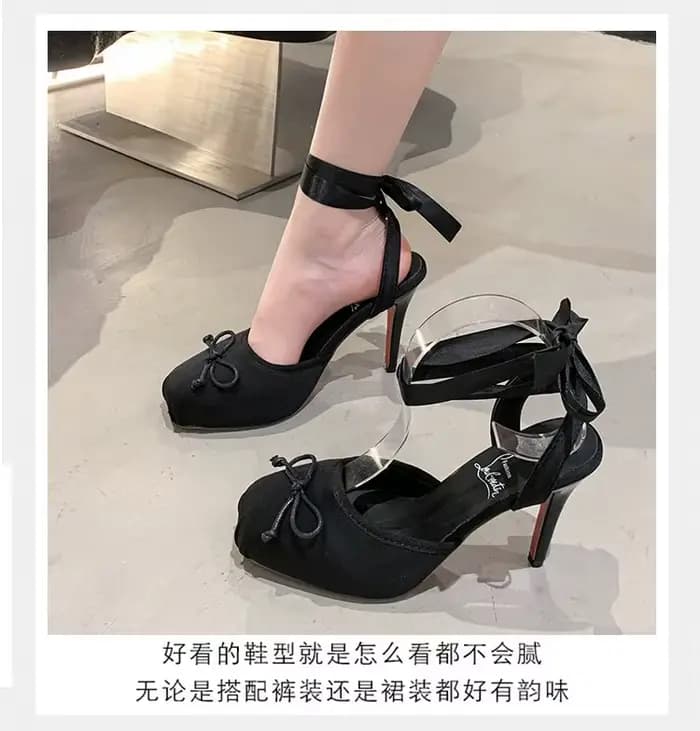 Chaussures de Ballet à lacets pour filles, escarpins roses à bout carré avec nœud papillon, talon ai