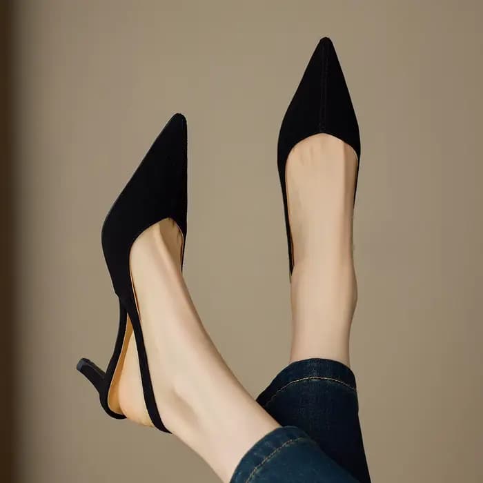 Sandales à talons aiguilles sexy pour femmes 2026 en cuir suédé véritable, bout pointu, orange, roug