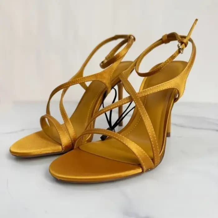 Sandales de luxe modernes à talons aiguilles pour femme, élégantes, à bout ouvert, avec lanières cro
