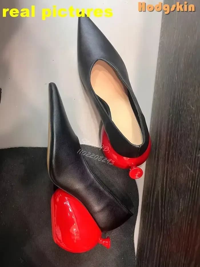 Escarpins à talon ballon pointu noirs sexy, à enfiler, talons hauts, nouveauté mode été 2025, chauss