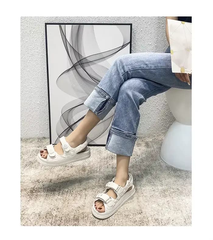 Sandales pour femmes style Shan, nouvelle collection, style féerique, en cuir véritable, à scratch, 