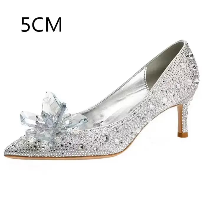 Chaussures de mariage personnalisées en argent Champagne cristal pour femmes, chaussures à talons ha