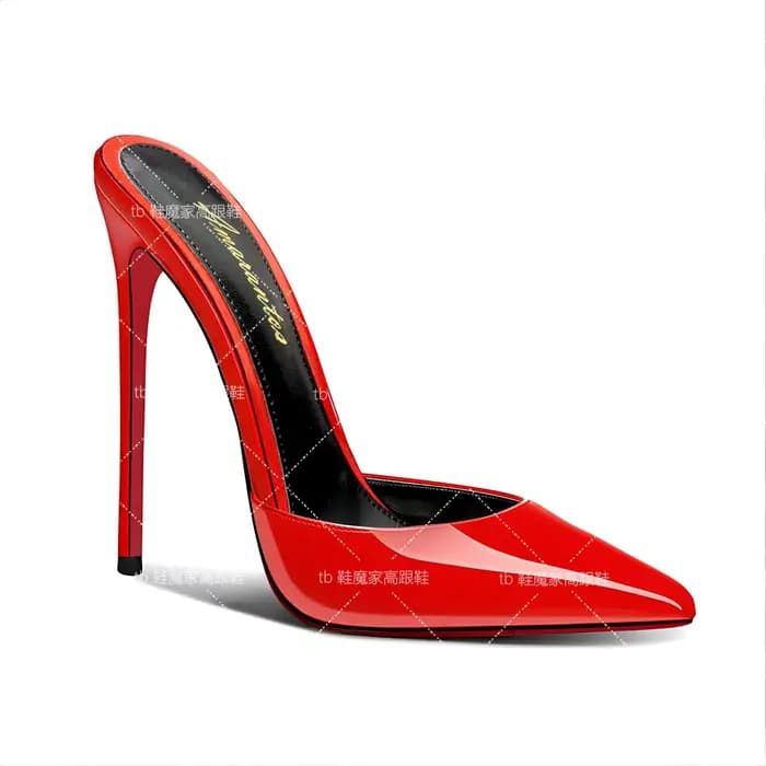 Sandales à bout noir à bout pointu, talons hauts pour femmes, talons ultra-fins, dos droit, pantoufl