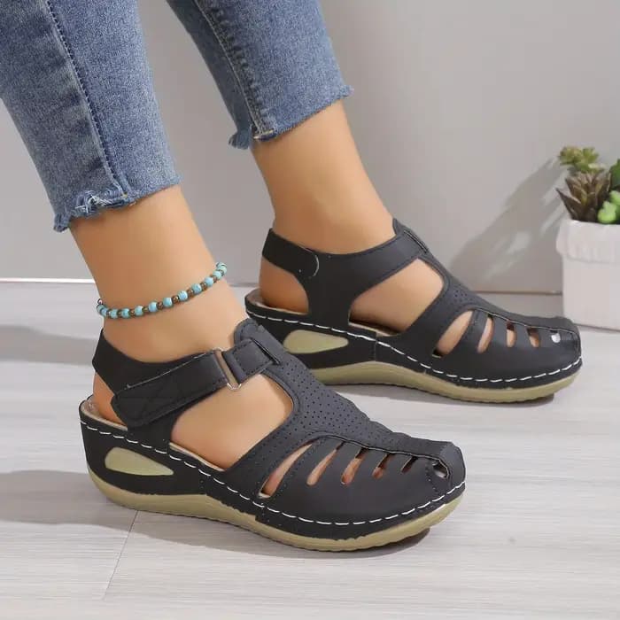 Sandales compensées à la mode pour femmes, talons à plateforme confortables avec sangles de cheville