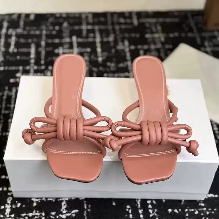 Mules à talons hauts noires pour femmes, à bout carré et détail noué, style rétro élégant, faciles à