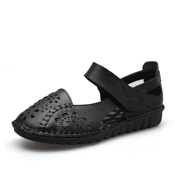 MUYANG MIE MIE en cuir véritable respirant doux sandales plates été femmes chaussures femme décontra