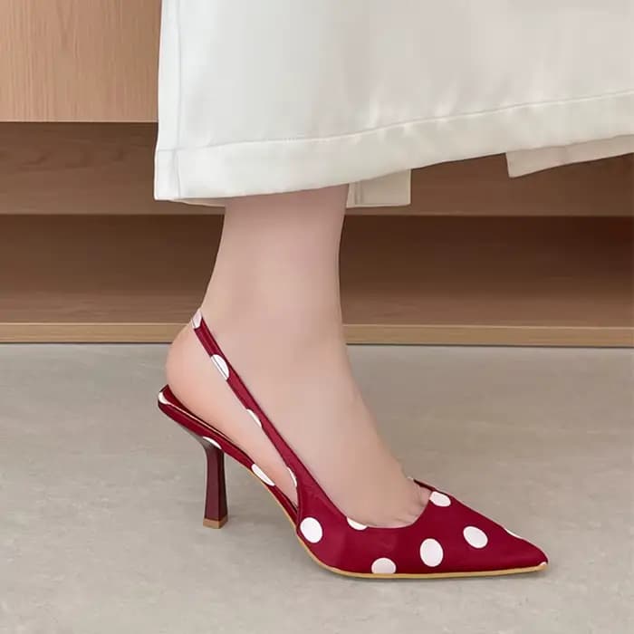 SUOJIALUN 2026 printemps nouvelle marque femmes sandale mode à pois bout pointu peu profond Slingbac