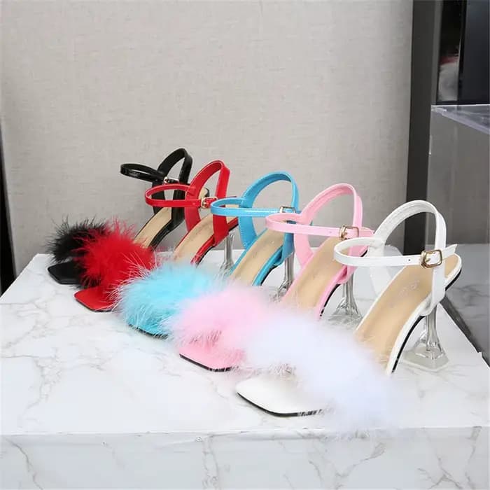 Sandales carrées à talons hauts pour femmes, chaussures de strip-teaseuse de mariage pour dames, fou