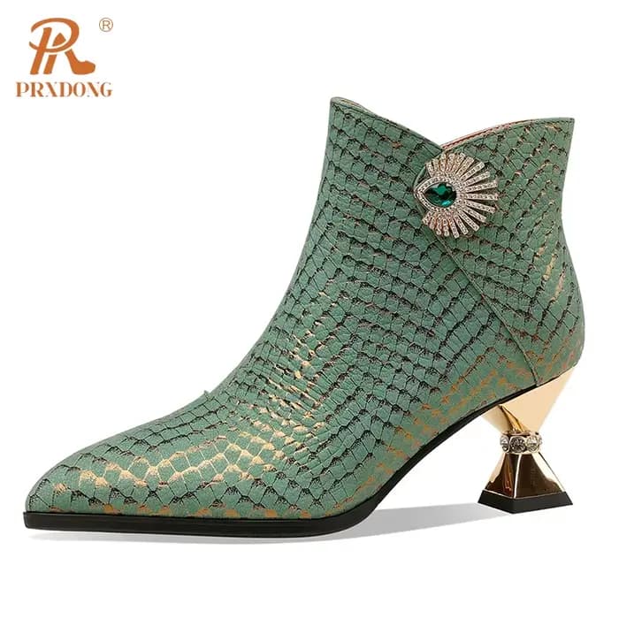 Bottes pointues en cuir véritable avec fermeture à glissière latérale pour femmes, bottes de rinçage