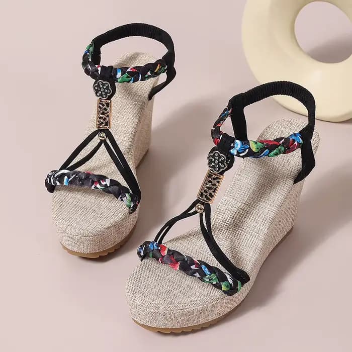 Sandales compensées bohèmes 2026 – Nouvelle collection été – Chaussures décontractées d'extérieur de