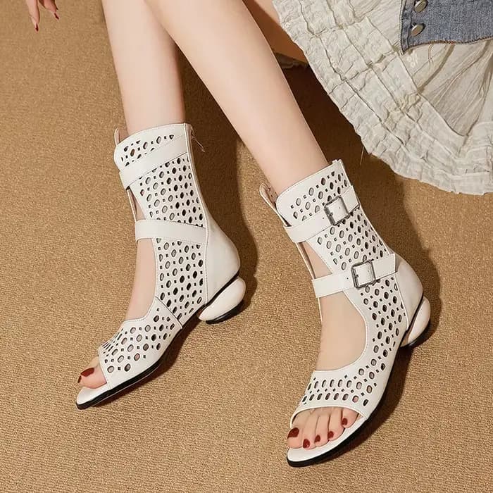 Nouvelles sandales 2026 à talons épais et bout ouvert, chaussures mode ajourées pour femmes, sandale