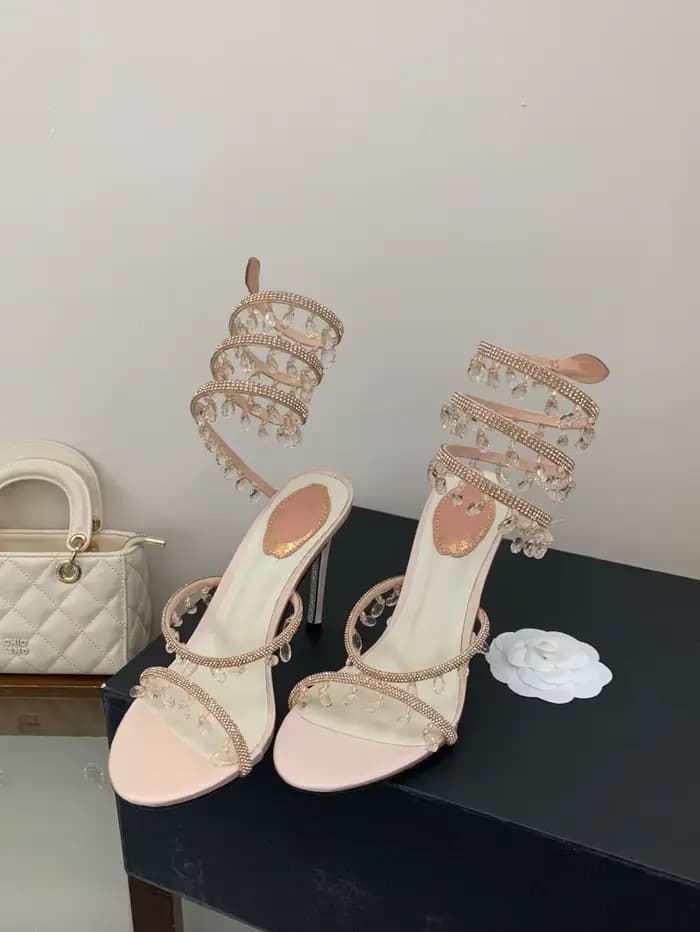 Sandales de mariage élégantes à talons aiguilles ultra-fins, ornées de perles et de diamants, ultra-