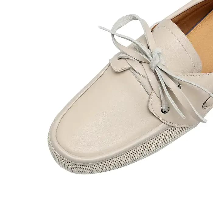 2025 nouvelle tendance élégant automne véritable cuir de vache femmes chaussures plates Beige marron