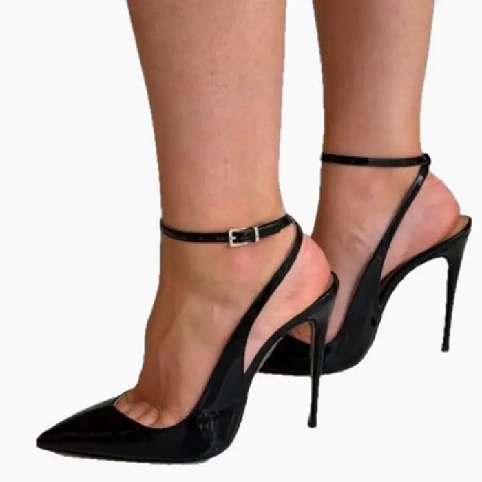 Femmes blanc noir solide en cuir verni bout pointu pompes à talons aiguilles dame peu profonde chevi