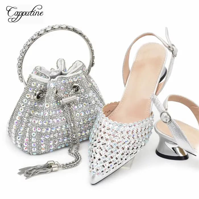 Ensemble de chaussures et sac bleu royal pour femmes, escarpins africains de luxe assortis avec sac 