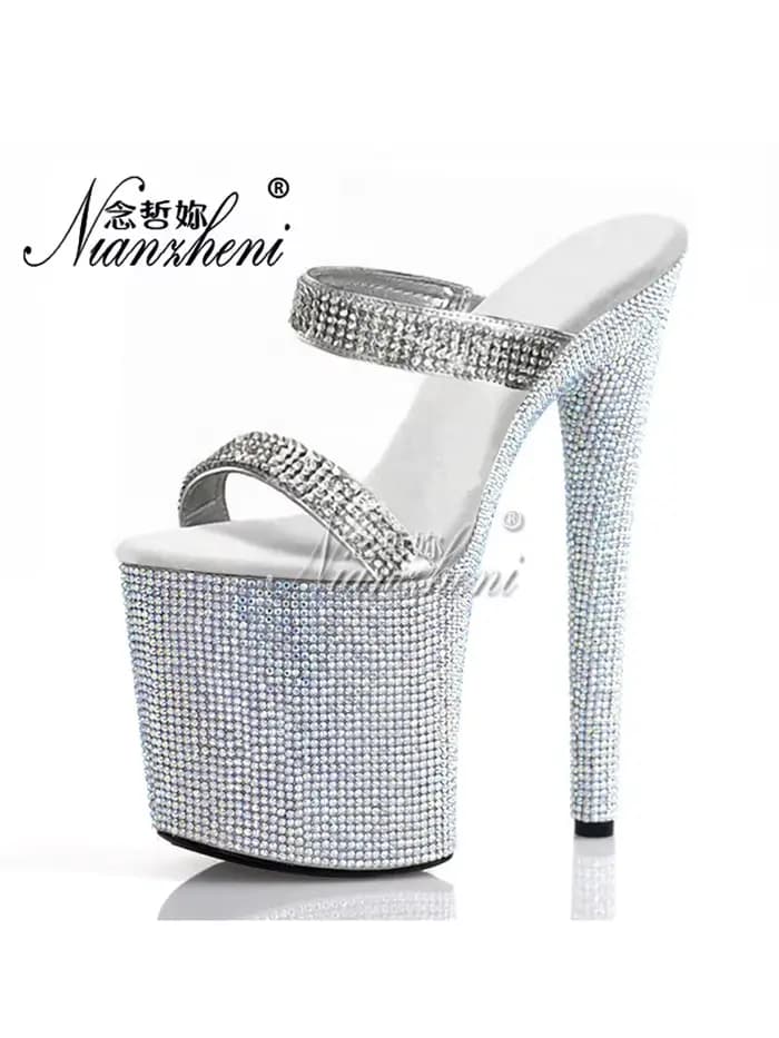 Pantoufles à plateforme à bande pour femmes, 8 amarans, Pole Dance, talons fins, modèles de boîtes d
