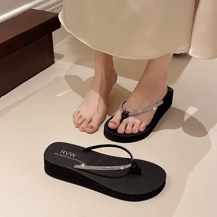Tongs à talons compensés pour femmes, optique décontractée, sandales astronomiques, pantoufles de pl