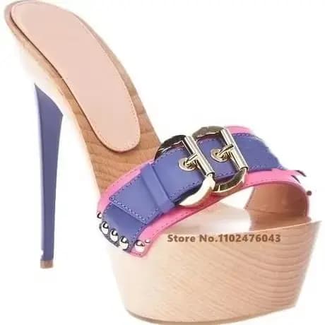 Sandales Peep Parker à plateforme pour femmes, chaussures à talons hauts, design de luxe, ceinture e