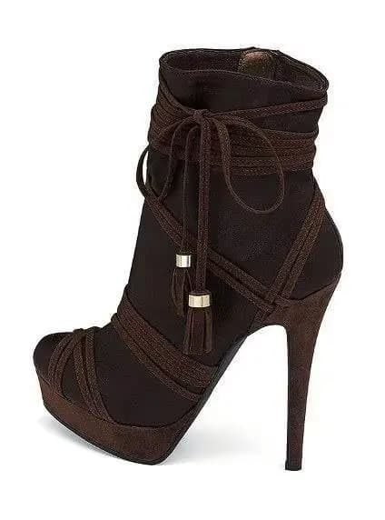 Bottines à plateforme style vintage sexy pour femme, en daim imprimé léopard, à lacets, talon aiguil