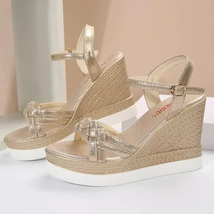 Sandales compensées grande taille pour femme, nouvelle collection été, à talon épais, style romain, 