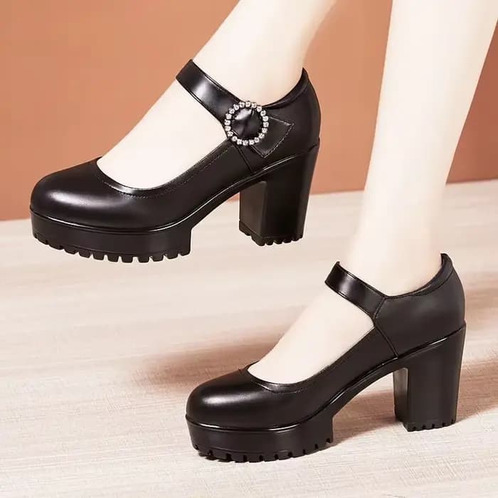 Chaussures à talons carrés confortables pour femmes, chaussures à plateforme de haute qualité, en cu