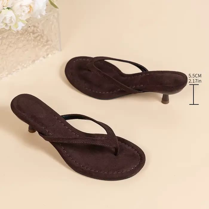 Sandales à talons fins marron pour femmes, confortables, pour l'été, la plage, les vacances, les fêt