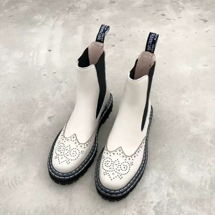 Bottes en cuir à bout rond pour femmes, bottines, style britannique, chaussures pour femmes, automne