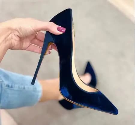 Escarpins pointus en velours à enfiler peu profond pour femmes, chaussures à talons hauts, robe de s