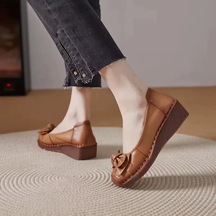 Mocassins rouges rétro pour femmes, chaussures plates en cuir véritable, respirantes, souples et déc