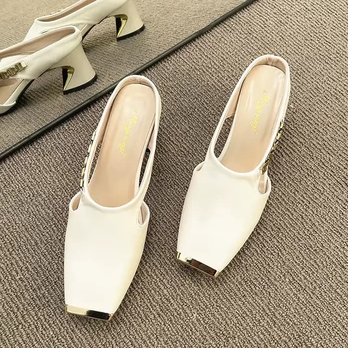 Mules à enfiler confortables pour femmes, grande taille, nouveau style d'été, bout carré, talon épai